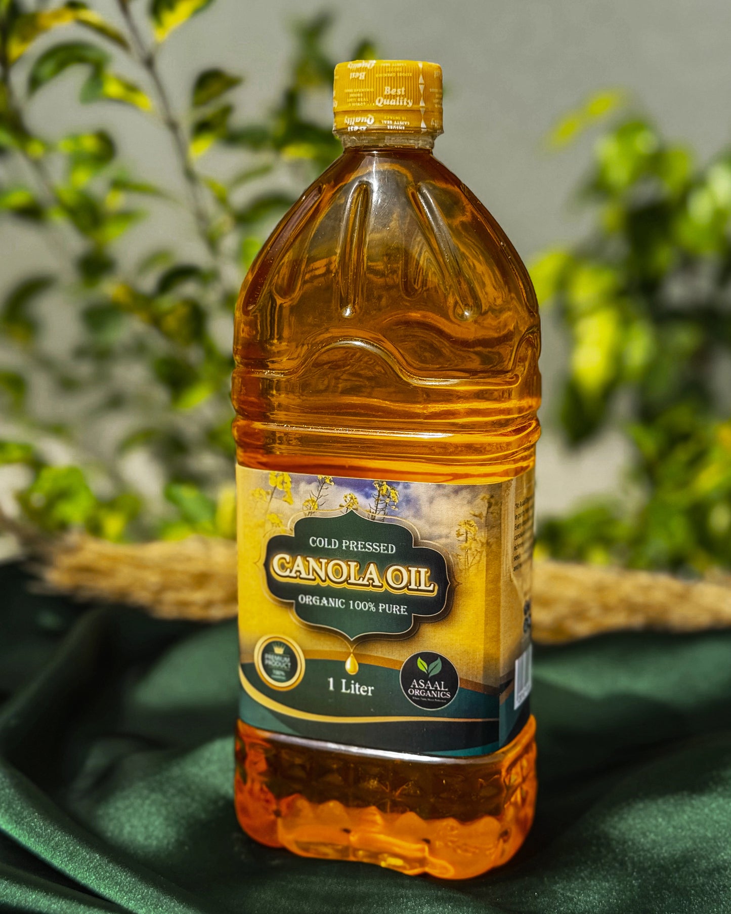 100% pure cold pressed canola oil bottle by Asaal Organics – healthy cooking oil in Pakistan