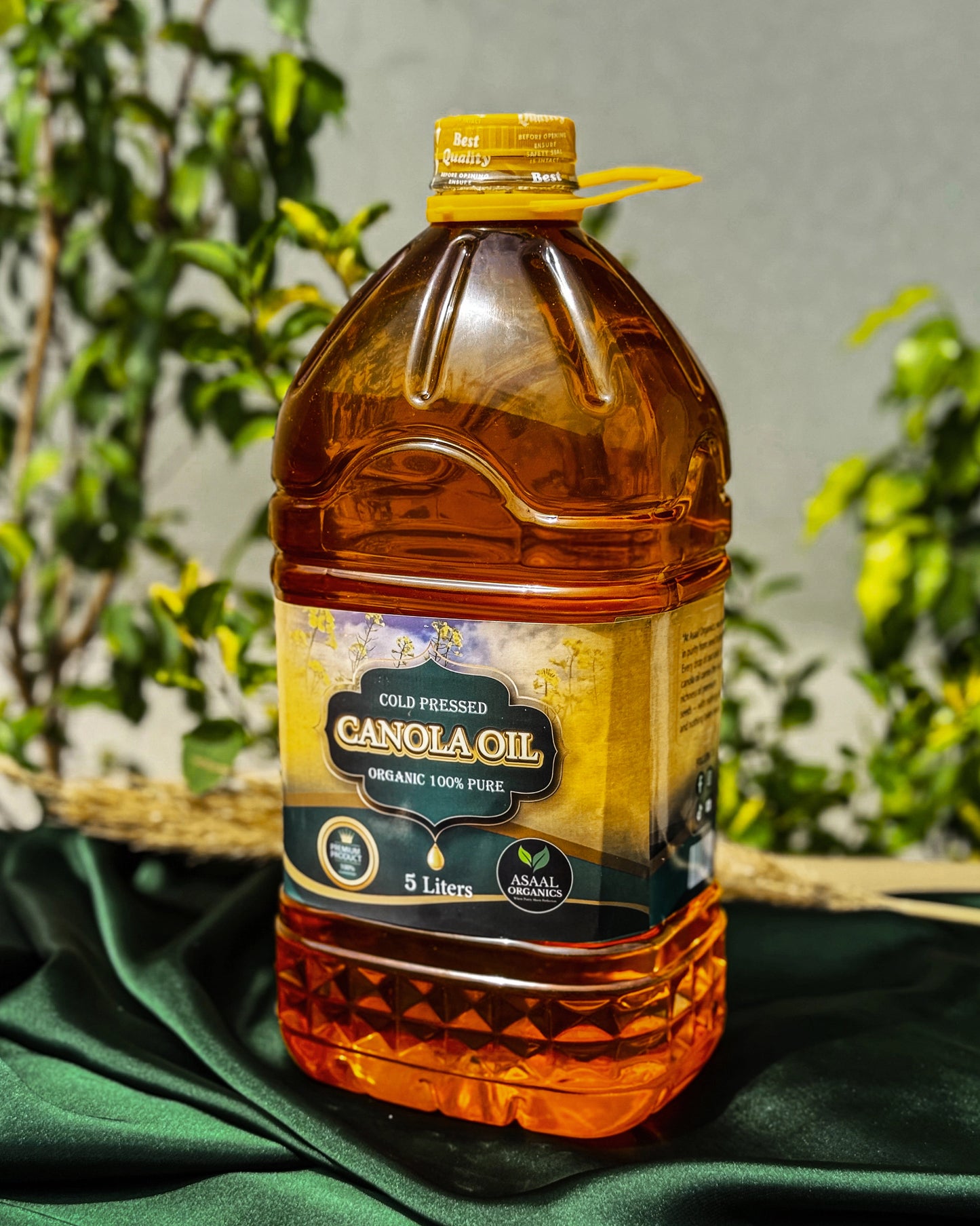 100% pure cold pressed canola oil bottle by Asaal Organics – healthy cooking oil in Pakistan
