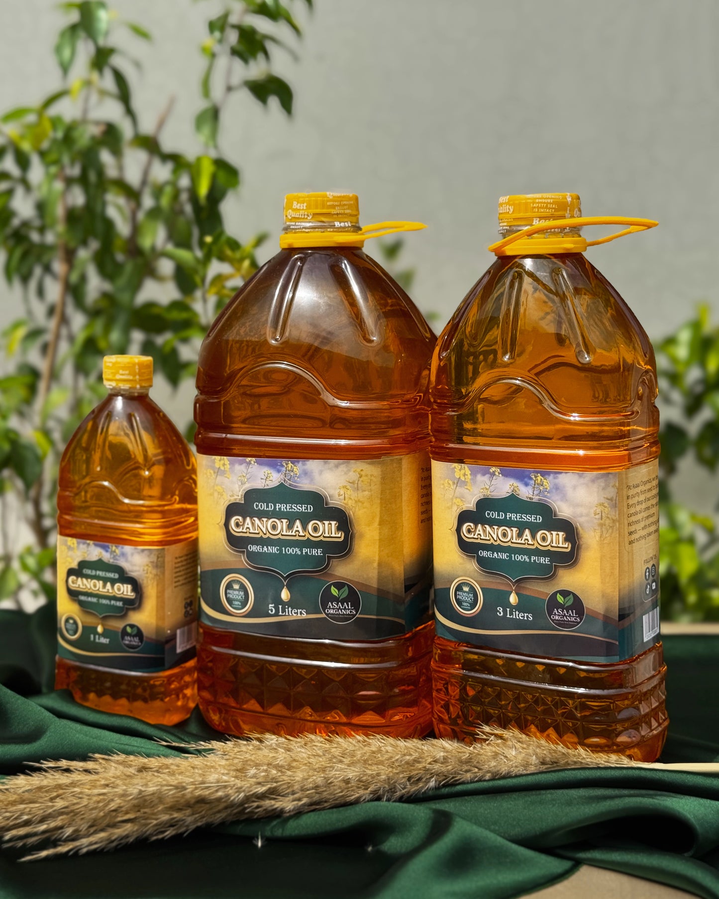 100% pure cold pressed canola oil bottle by Asaal Organics – healthy cooking oil in Pakistan