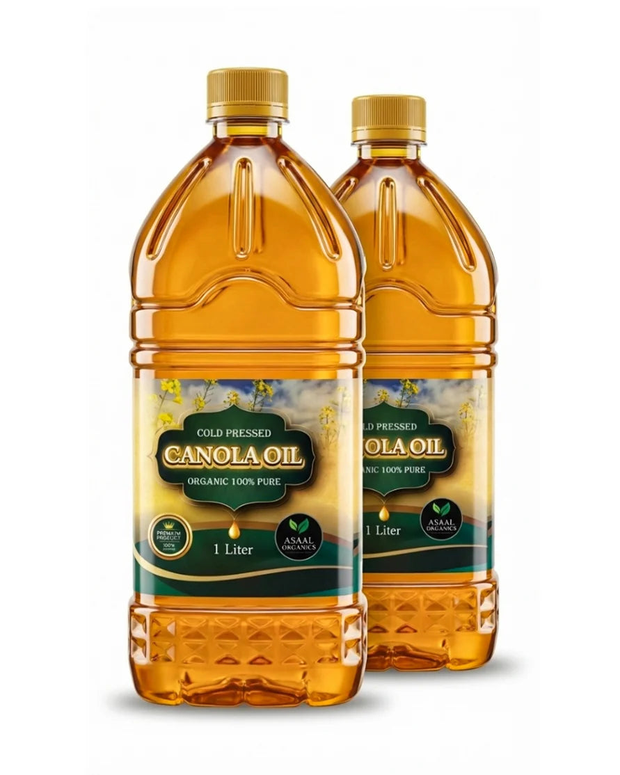 Asaal Organics Pure Cold Pressed Canola Oil - 1L (Pack of 2)