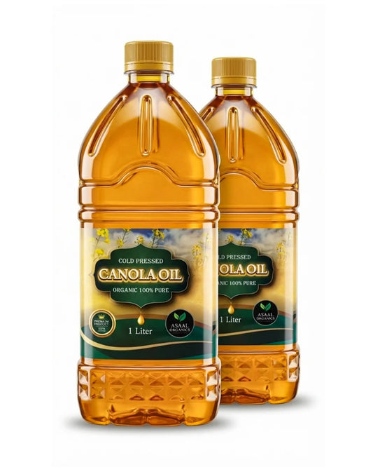 Asaal Organics Pure Cold Pressed Canola Oil - 1L (Pack of 2)