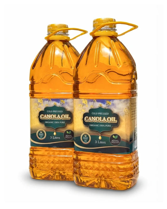Asaal Organics Pure Cold Pressed Canola Oil - 3L (Pack of 2 - Best Value)