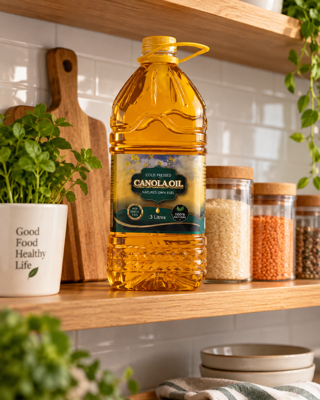Pure Cold-Pressed Canola Oil – 3L Family Pack